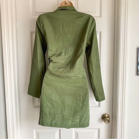 Satin Green Blazer Mini Wrap Dress - Picture 5 of 5